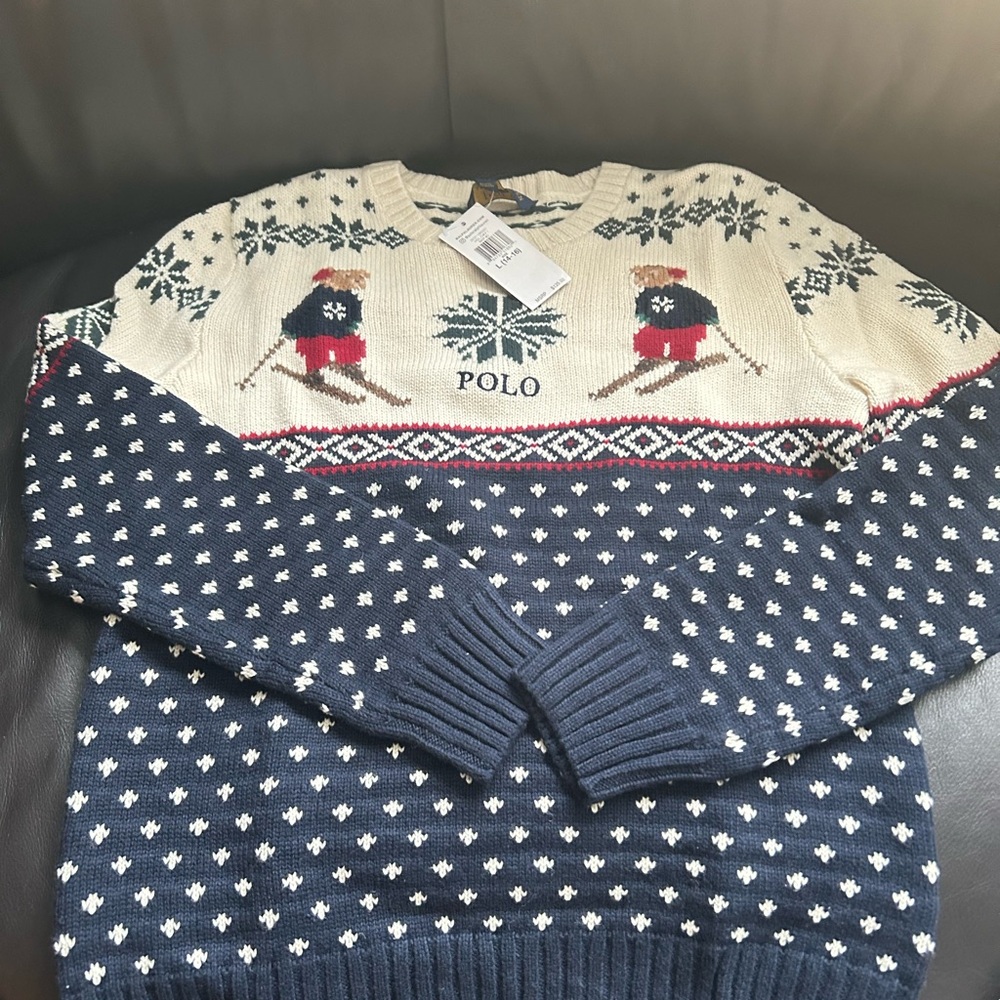 Polo by Ralph Lauren Boys Blue and Cream Sweater